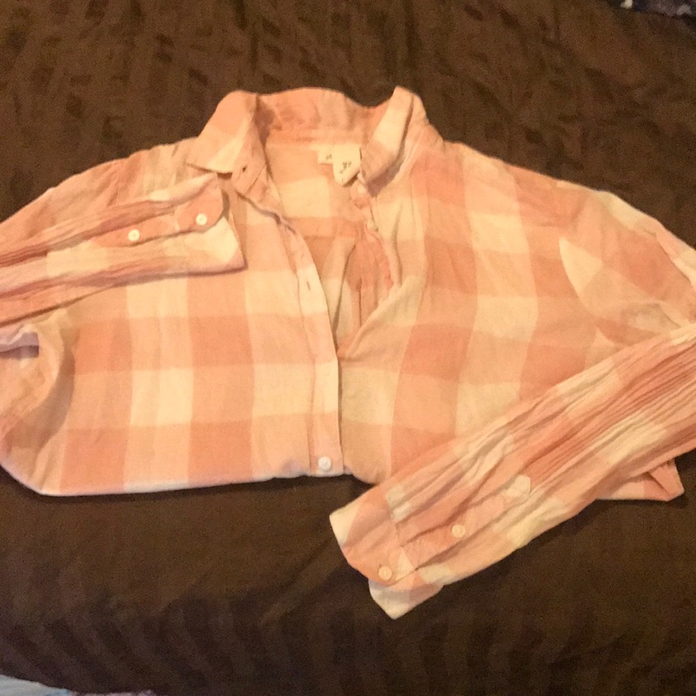 Pink gingham blouse H&M